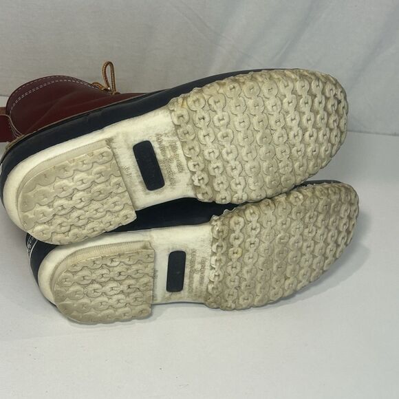 L.L. Bean Mens Classic Duck Boots Blue Red Leather Bean Boots Size 9M - Picture 5 of 6